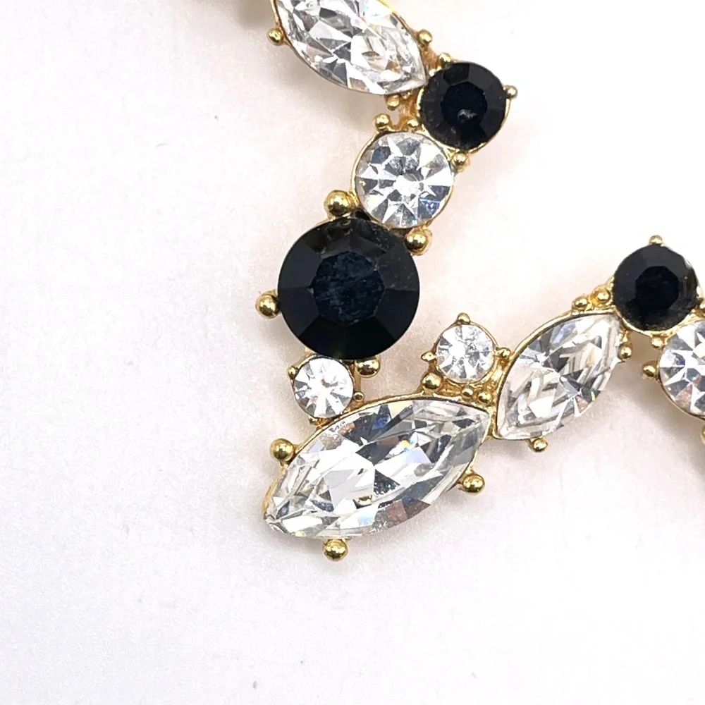 Monet Signed Vintage Star Clear Black Glass Crystal Pin Brooch